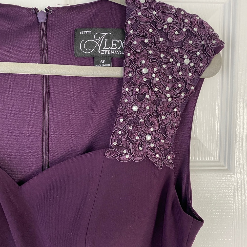 Alex Evenings Plum 6P Long Evening Dress